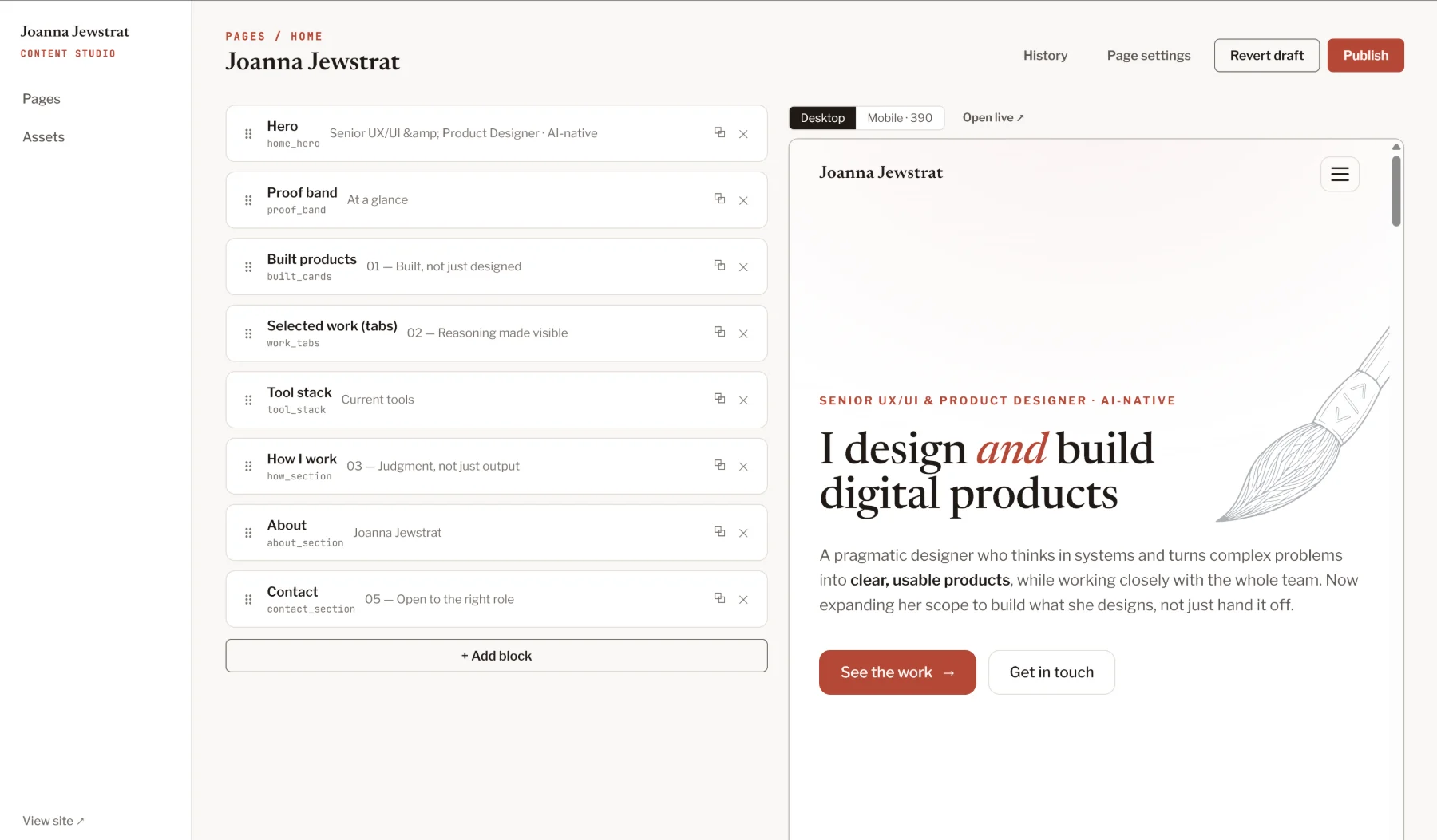 The Content Studio, the CMS behind the portfolio