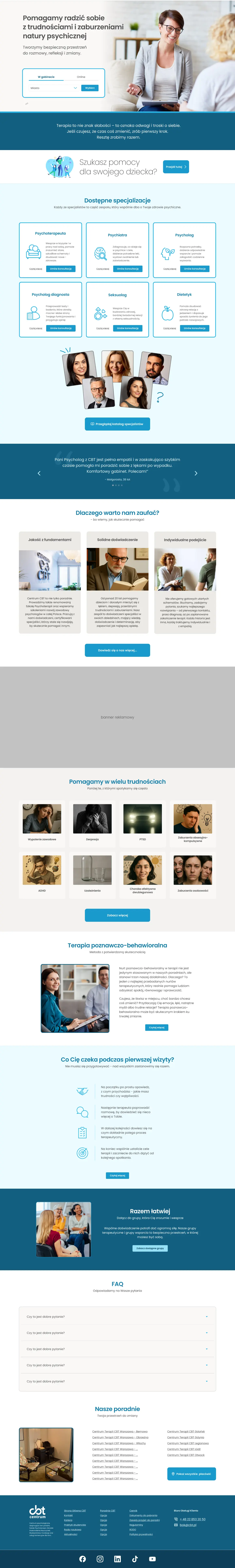 The 'Patients: adults' branch landing page, full length, as I designed it.