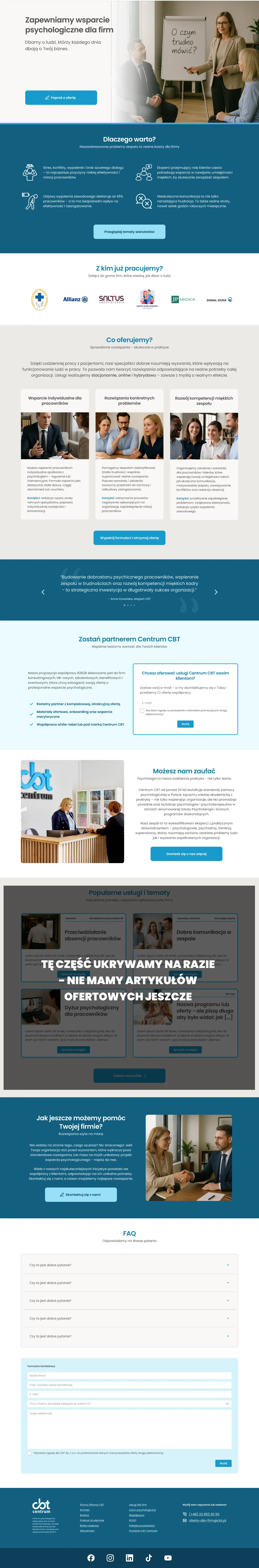 The 'Business' branch landing page, full length, as I designed it.