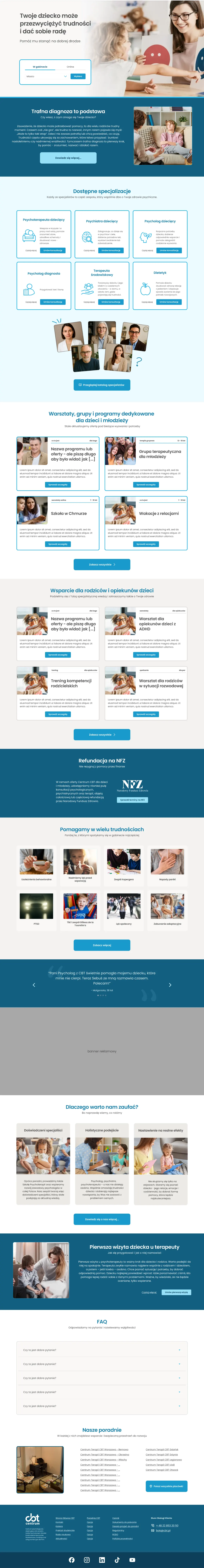 The 'Patients: children' branch landing page, full length, as I designed it.