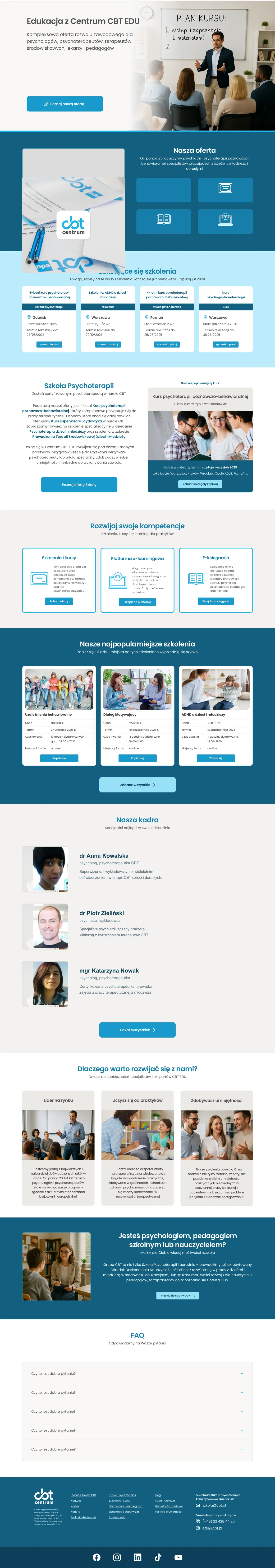 The 'Professionals' branch landing page, full length, as I designed it.